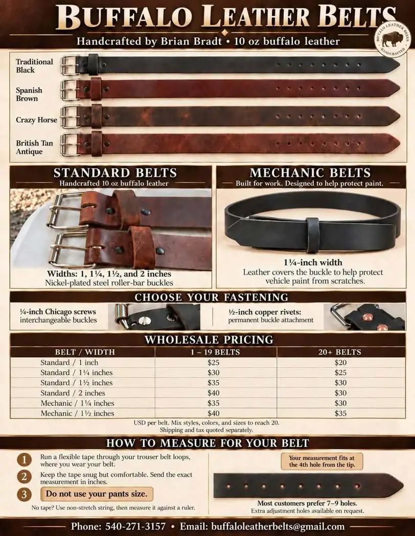 Original Buffalo Leather Belts product catalog