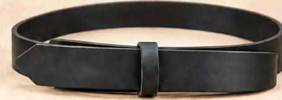 Black mechanic-style leather belt with leather-covered buckle